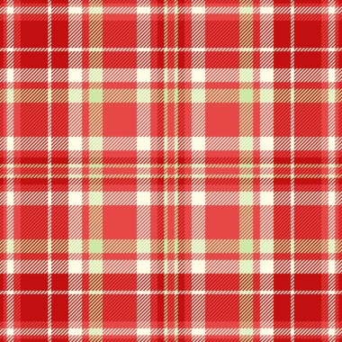 İlham verici kumaş dokusu kontrolü, kartpostalsız ekoseli ekose kumaş. Kırmızı ve açık sarı renk paletinde sevimli vektör arkaplan tekstil deseni.