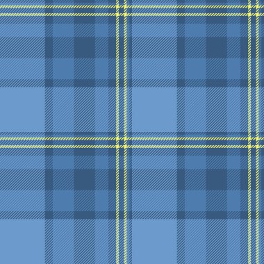 İpeksi vektör kumaş tartan, ergen kumaş kontrol ekoseli. Erkek gömleği desenli arka plan mavi ve sarı renk paletinde pürüzsüz.