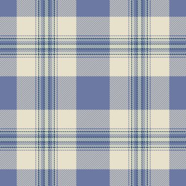 Döşeme arkaplan dokusu, tekstil vektörünü sorunsuz seçin. Mavi ve açık renk paletinde ekose kumaş denetimi.