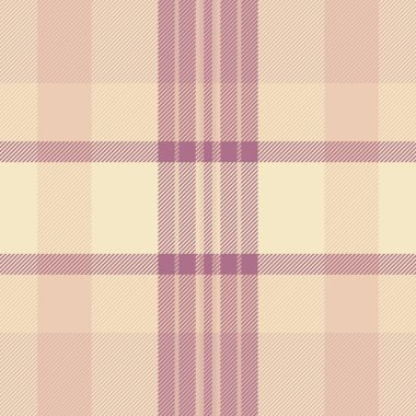 Kontrol desenli kumaş, vişne desenli tartan çizimi. Işık ve pembe renk paletinde pürüzsüz tekstil vektörü.