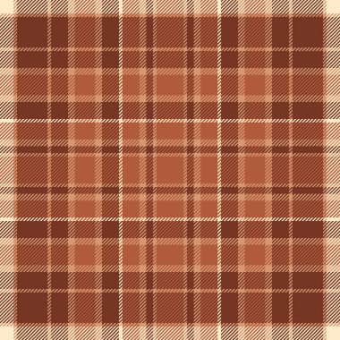 Çerçeve dokusu kusursuz kontrol, kitap kumaşı arkaplan deseni. Turuncu ve kırmızı renk paletinde tartan kumaş ekose vektörü.