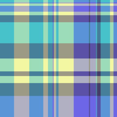 Eskiz kumaş dokusunu kontrol et, İngiliz vektör ekose kumaşı. Makara desenli tekstil arka planı pastel ve cyan renk paletinde pürüzsüz.