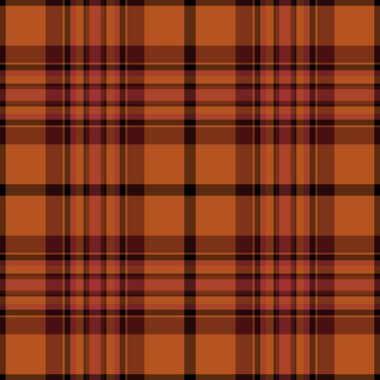 Moda kumaş geçmişi kontrolü, uyumsuz ekose kumaş. Turuncu ve kırmızı renk paletinde düz vektör dokusu tekstil deseni.