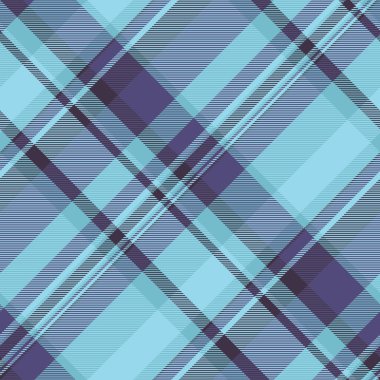 Idyllic check tartan pattern, punk background plaid seamless. Layout vector fabric textile texture in cyan and indigo colors palette.