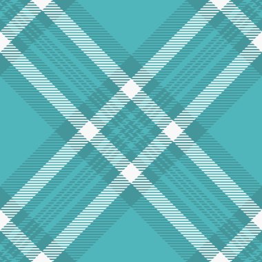 Dekorasyon desenli tekstil deseni, pantolonsuz kumaş ekoseli kumaş. Cyan ve beyaz renk paletinde özel kontrol vektör tartan arkaplanı.
