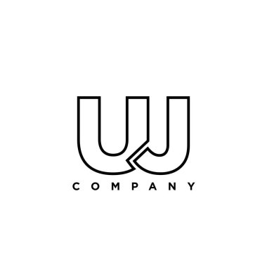Moda harfi U ve J, UJ logo tasarım şablonu. Şirket kimliği için asgari monogram tabanlı logotype.