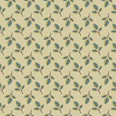 El çizimi çiçek desenli vektör tasarımı. Bitki ve yaprak ile basit bir süs. Kumaş baskı kumaşı.