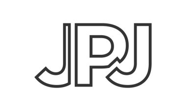 JPJ logo tasarım şablonu güçlü ve modern kalın metinlerle. Basit ve minimal tipografi içeren ilk tabanlı vektör logosu. Moda şirket kimliği.