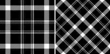 Ekoseli dokunun kumaş desenli arka planı tartan tekstil kontrol vektörüyle kusursuz. Tek renkli renklerle ayarlanmış. Flanel gömlek giyme fikri.