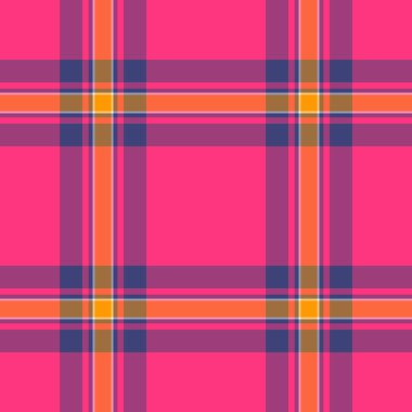 İzole kumaş desenli tekstil, cinsel doku arka plan vektörü. Pembe ve mavi renk paletinde ekoseyi pürüzsüz bir şekilde kontrol et.