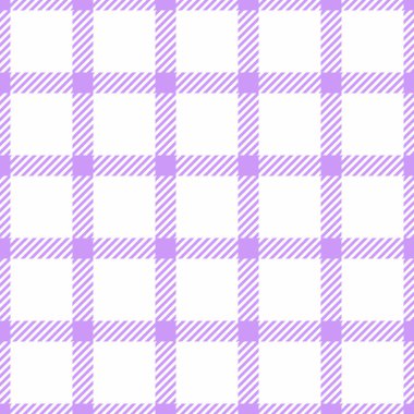 Örnek desenli ekose kumaş, ekose kumaş pürüzsüz sunum. Arkaplan vektör dokusu kumaşını menekşe ve beyaz renk paletine bağla.