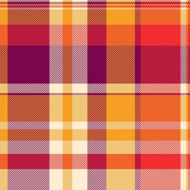 Bebek tartan kumaş dokusu, kumaş ekose vektörü. Pembe ve turuncu renk paletinde arkaplan şablonunu kontrol et.