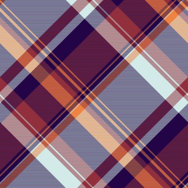 Tek dikişsiz doku arkaplanı, vektör tartan kumaşı. Mat ekose deseni koyu ve açık renk paletinde tekstil denetimi.