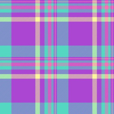 Bandana desenli ekose desen, kavramsal kumaş tekstil vektörü. Koltuk dikişsiz tartan arka plan kontrolü mor ve gök mavisi renkleri paletinde.