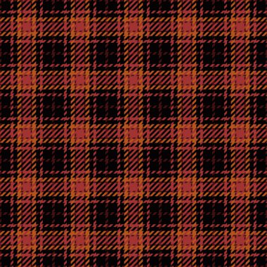 Törensel arka plan tekstil, apartman dairesi ekoseli tartan kontrolü. Nostalji kumaş dokusu siyah ve kırmızı renk paletinde kusursuz vektör.