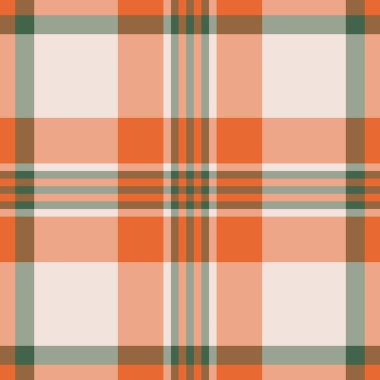 Yağ bezi kontrol vektör deseni, peçe dokusu dikişsiz. Ekose arkaplan tartan tekstil turuncu ve pastel renk paletini seçin.