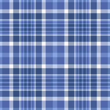 Kaz ayaklı tekstil, tartan dokusunu kontrol et. Drapery ekose kumaş arka planı mavi ve açık renk paletinde pürüzsüz.