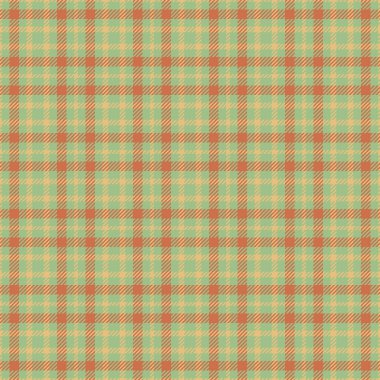 Mozaik kumaş desenli vektör, yırtık ekose kumaş. Pastel ve turuncu renk paletinde renksiz arkaplan kontrolü yapın.