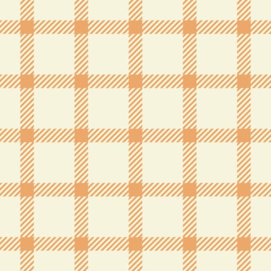 Endüstriyel ekose arka plan modeli, akış vektör kontrol kumaşı. Bej ve turuncu renk paletinde dikişsiz ekose kumaş dokusu.