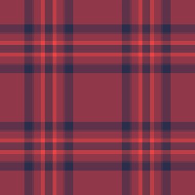 Tekstil tartan üretimi, kabarık vektör ekose kontrolü. Kırmızı ve pembe renk paletinde kumaş dokusu pürüzsüz arkaplan kuruluyor.