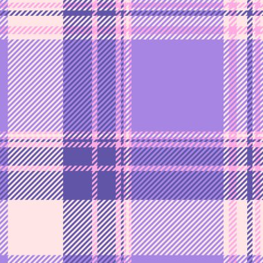 Rastgele ekose kumaş dokusu, kumaş vektörünü kontrol et. Kağıt arkaplan deseni pembemsi gül ve menekşe renk paletinde pürüzsüz.