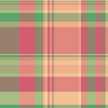 Moda kumaşsız kumaş, avcı desenli tekstil tartan. Her gün arka plan ekose vektör denetimi kırmızı ve pastel renk paleti ile.