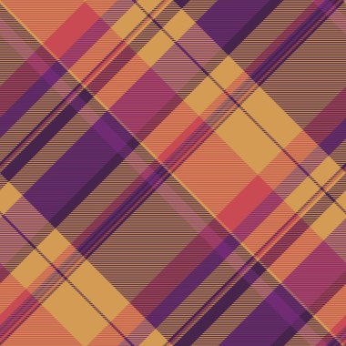 Gerçek ekose kumaş dokusu, ince kumaş desenli arka plan. Plank vektör kontrol turuncu ve koyu renk paletinde ekosesiz ekose.