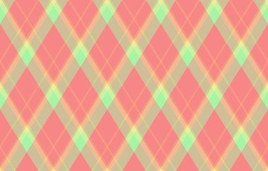 Argyle geometrik eşkenar dörtgenin kusursuz deseni. Harlequin duvar kağıdı tasarımını kontrol et. Web geçmişi için klasik elmas şekilli tekstil malzemesi, baskı kumaşı, kazak, ambalaj kağıdı, hediye kartı, davetiye.