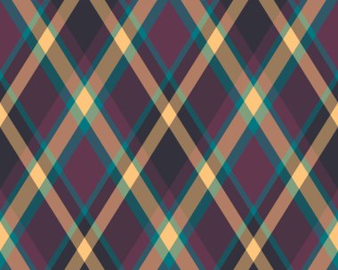 Argyle geometrik eşkenar dörtgenin kusursuz deseni. Harlequin duvar kağıdı tasarımını kontrol et. Web geçmişi için klasik elmas şekilli tekstil malzemesi, baskı kumaşı, kazak, ambalaj kağıdı, hediye kartı, davetiye.