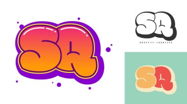 Festival ya da parti için SQ logo tasarımı. Graffiti tarzında S ve Q harfleri. Yazı tipi tipografisinin yaratıcı modern harfleri. Çocukların trend logoti ya da kimliği.