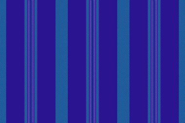 Saf, dikey kumaş, üretim tekstil çizgileri vektörü. Çivit ve cyan renklerinde soyut çizgili arkaplan deseni.