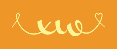 XW ilk düğün monogramı kaligrafi vektör illüstrasyonu. Sevgililer Günü posteri ve tebrik kartı için el yazısıyla yazılmış x ve w sevgi logosu tasarımı.