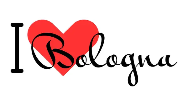 stock vector I love Bologna, city of Italy. Hand drawn letters with red heart. Vector illustration lettering, modern design