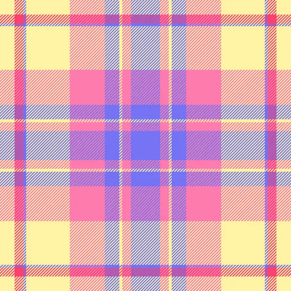 Karalama dokusu kusursuz, vadi kumaşı tartan vektörü. Sarı ve pembe renk paletinde seçili tekstil arkaplanı.