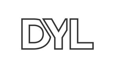 DYL logo tasarım şablonu güçlü ve modern kalın metin ile. Basit ve minimal tipografi içeren ilk tabanlı vektör logosu. Moda şirket kimliği.
