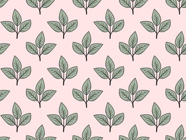 El çizimi çiçek desenli vektör tasarımı. Bitki ve yaprak ile basit bir süs. Kumaş baskı kumaşı.