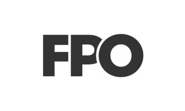 FPO logo tasarım şablonu güçlü ve modern kalın metinlerle. Basit ve minimal tipografi içeren ilk tabanlı vektör logosu. Moda şirket kimliği.