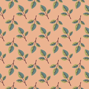 El çizimi çiçek desenli vektör tasarımı. Bitki ve yaprak ile basit bir süs. Kumaş baskı kumaşı.