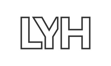 LYH logo tasarım şablonu güçlü ve modern kalın metinlerle. Basit ve minimal tipografi içeren ilk tabanlı vektör logosu. Moda şirket kimliği.
