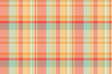 Grafik vektör kumaş arka plan, grungy desen dokusu tekstil. Kırmızı ve turuncu renk paleti ile kusursuz ekoseli tartan..