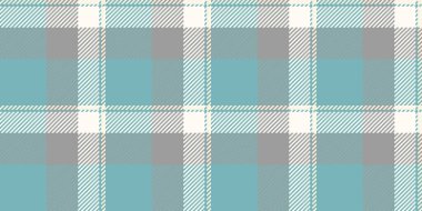 Deniz kumaşı arkaplan ekoseli, dekoratif vektör desenli tekstil. Satın alma denetimi Cyan ve gri renk paletinde kusursuz tartan dokusu.