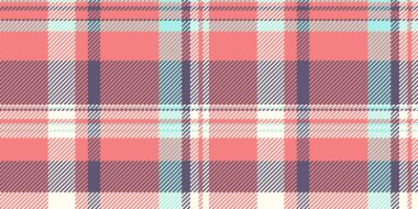 Uzay vektör ekoseli kontrolü, halı desenli tartan arkaplanı kopyala. Açık mercan ve pastel renk paletinde, tekstil olmayan kumaş..