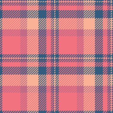 Şablon tartan arka plan vektörü, eski tekstil dokusu. Süslü ekose kumaş. Kırmızı ve cyan renk paleti..