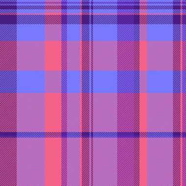 Boş dikişsiz tartan vektörü, karalama özgeçmiş kontrolü tekstili. Zarif ekose kumaş deseni kırmızı ve mavi renk paletinde.