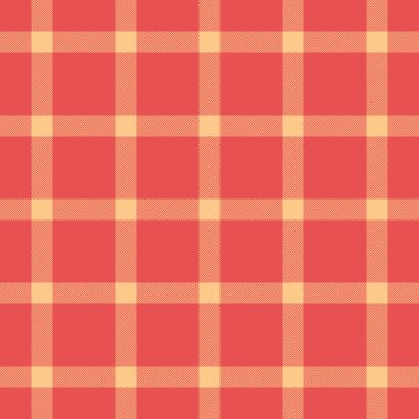 Geçmişe dönük kumaş ekoseli, otel tekstil dikişsiz desenli. 1960 'lar tartan renk vektörünü kırmızı ve turuncu renk paletinde kontrol et.