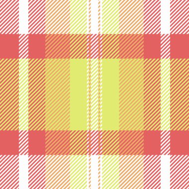 Tartan desensiz vektör, kumaş dokusunu kontrol et. Kırmızı ve beyaz renk paletinde etek desenli tekstil arkaplanı.