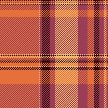 Endüstriyel tekstil kumaş ekoseli, arka plan tartan vektörü üretiyor. Turuncu ve kırmızı renk paletinde üst düzey dikişsiz doku kontrol deseni.