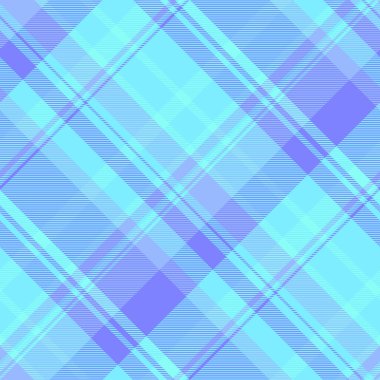 Fabrika dokusu tekstil, satış vektör özgeçmiş kontrolü. Lady tartan kumaş, mavi ve cyan renk paleti ile kusursuz ekoseli..