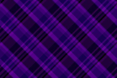 Kalıpları kontrol et, kumaşı düzelt, kumaşı düzelt. Mor ve koyu renk paletinde resmi kumaş tartan vektör arkaplanı.