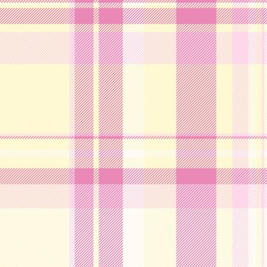 Arkaplan desenli ekose kumaş, kusursuz kumaş kontrolü. Limon şifon ve pembe renk paletinde şaşırtıcı desen vektör dokusu.